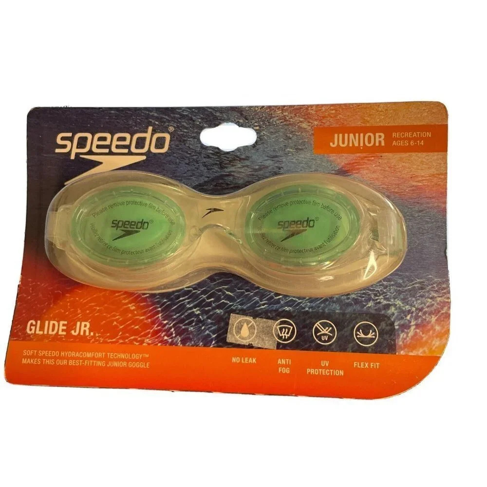 Speedo Swimming JR. Glide‎ Print Clear Jade Goggles Ages Junior 6-14 NEW
